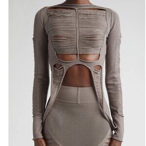 NEW size L Rick Owens Hollywood ss25 Distressed Virgin Wool top